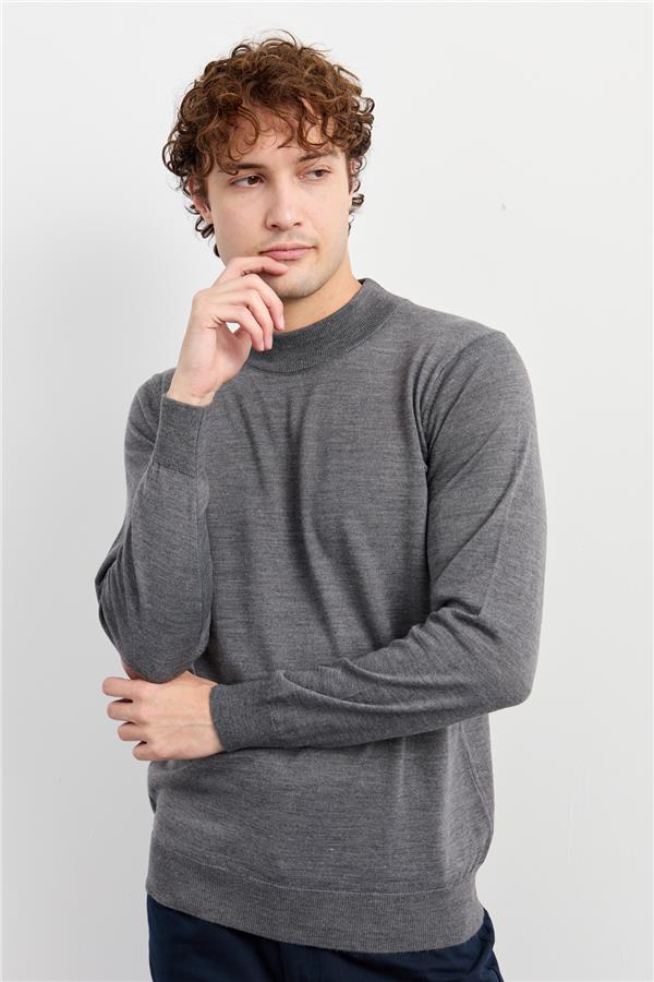 Мужской базовый свитер с имитацией водолазки КОПЧЕНЫЙ