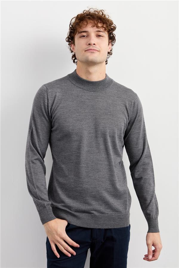 Мужской базовый свитер с имитацией водолазки КОПЧЕНЫЙ