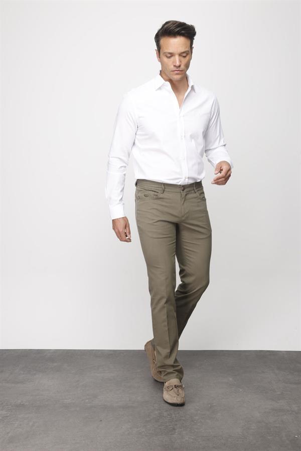 Мужские хлопчатобумажные брюки на резинке с 5 карманами хаки