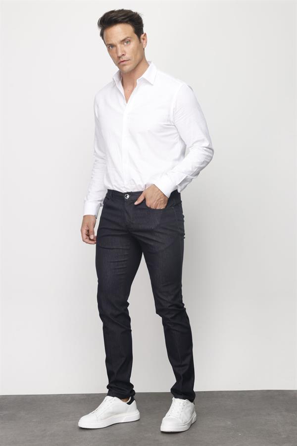 Мужские хлопчатобумажные брюки на резинке с 5 карманами черные