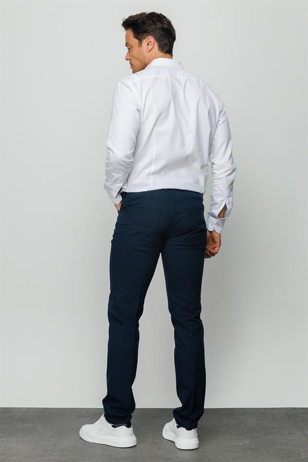 Мужские хлопчатобумажные брюки на резинке с 5 карманами темно синие