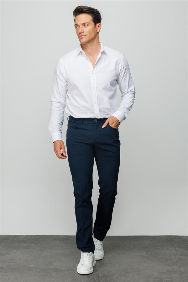 Мужские хлопчатобумажные брюки на резинке с 5 карманами темно синие