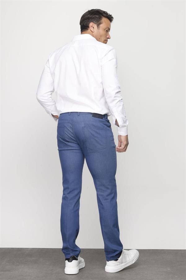 Мужские хлопчатобумажные брюки на резинке с 5 карманами голубые