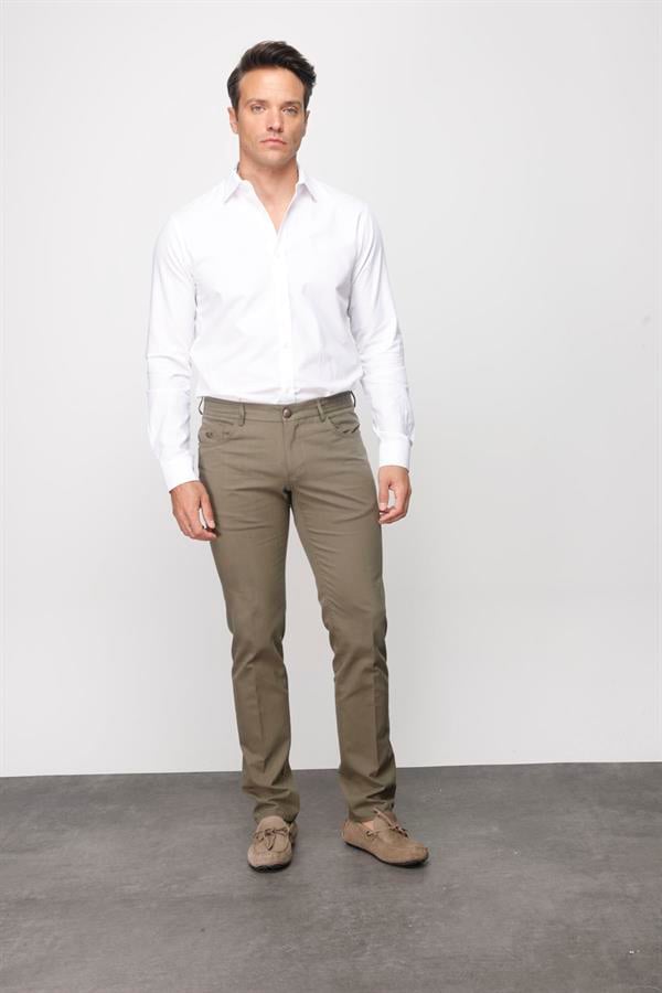 Мужские хлопчатобумажные брюки на резинке с 5 карманами хаки