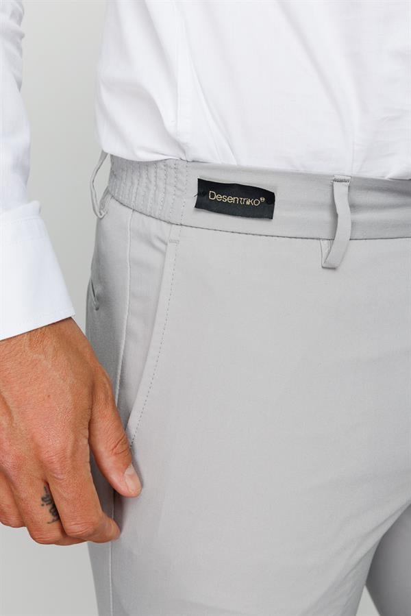 Мужские хлопчатобумажные брюки на резинке с карманом сбоку серые