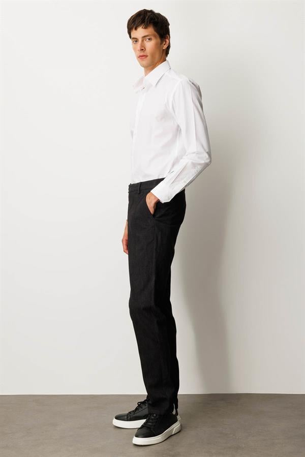 Erkek Beli Lastikli Yan Cepli Koton Pantolon Antra