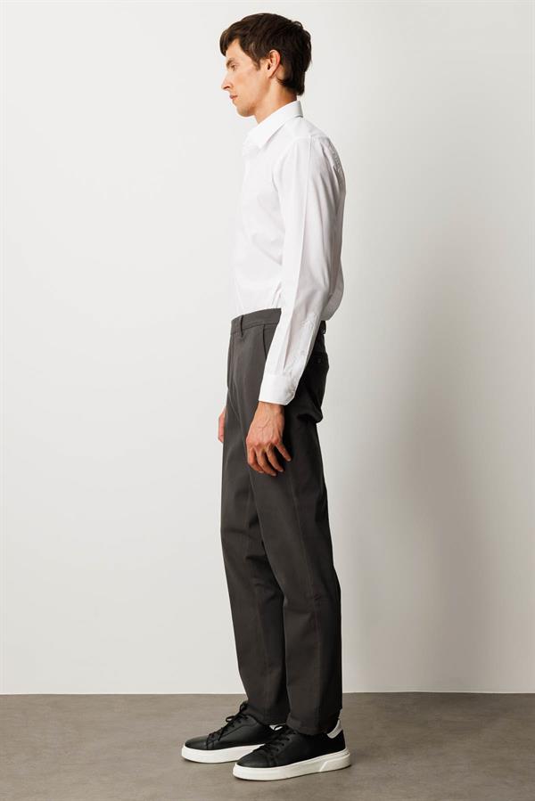 Erkek Beli Lastikli Yan Cepli Koton Pantolon Antra