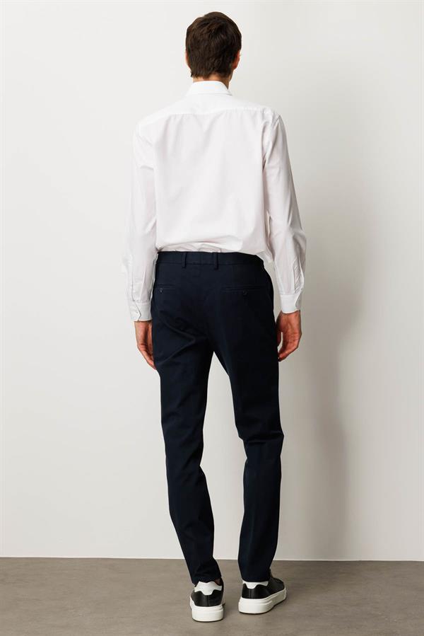 Erkek Beli Lastikli Yan Cepli Koton Pantolon Lacivert