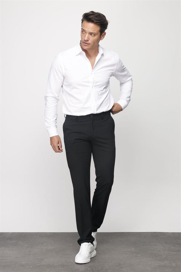 Мужские хлопчатобумажные брюки на резинке с карманом сбоку темно черные