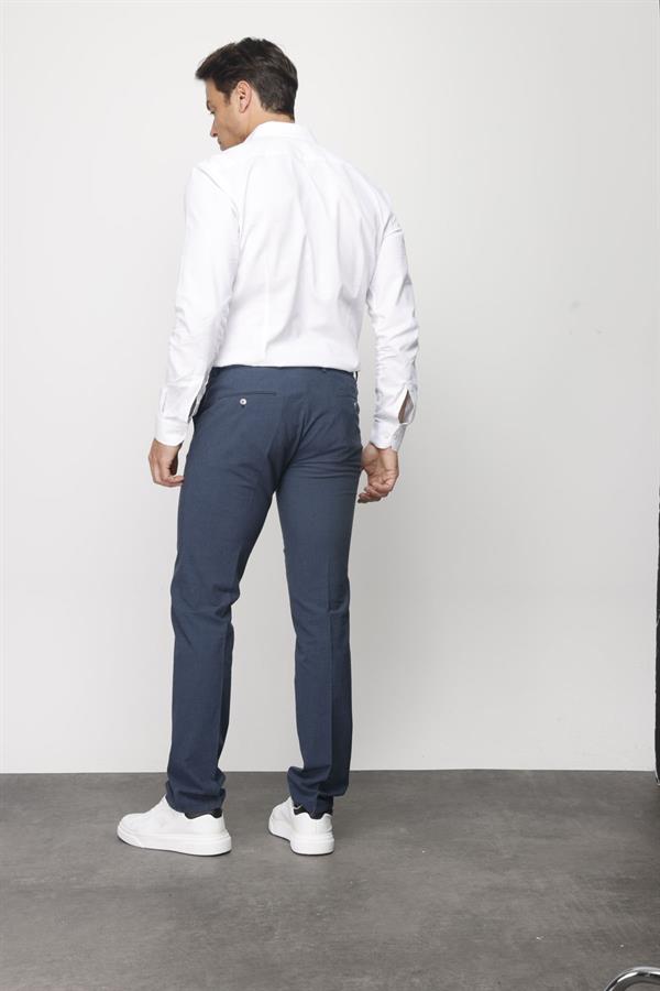 Мужские хлопчатобумажные брюки на резинке с карманом сбоку темно синие