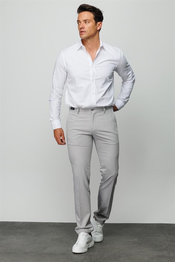 Мужские хлопчатобумажные брюки на резинке с карманом сбоку серые