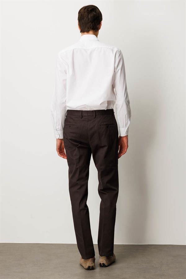 Erkek Beli Lastikli Yan Cepli Koton Pantolon Kahve