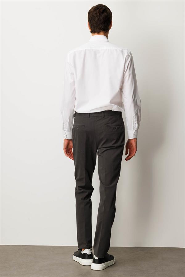 Erkek Beli Lastikli Yan Cepli Koton Pantolon Antra