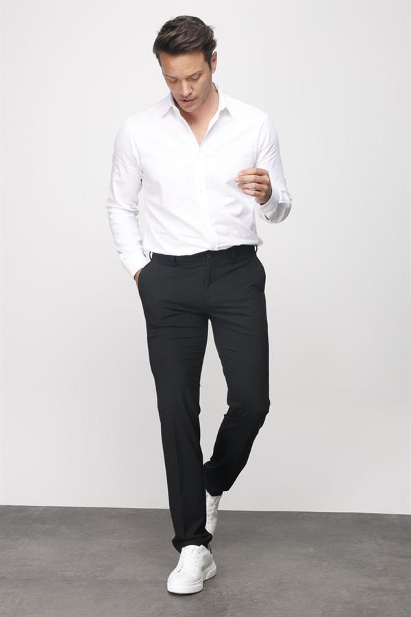 Мужские хлопчатобумажные брюки на резинке с карманом сбоку темно черные