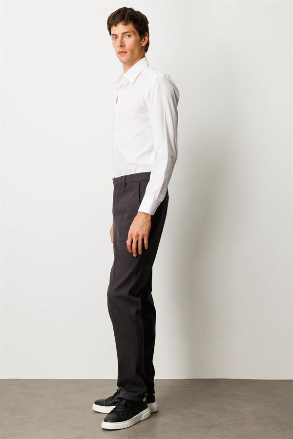 Erkek Beli Lastikli Yan Cepli Koton Pantolon Antra