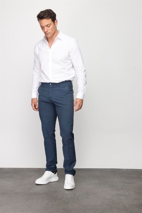 Мужские хлопчатобумажные брюки на резинке с карманом сбоку темно синие