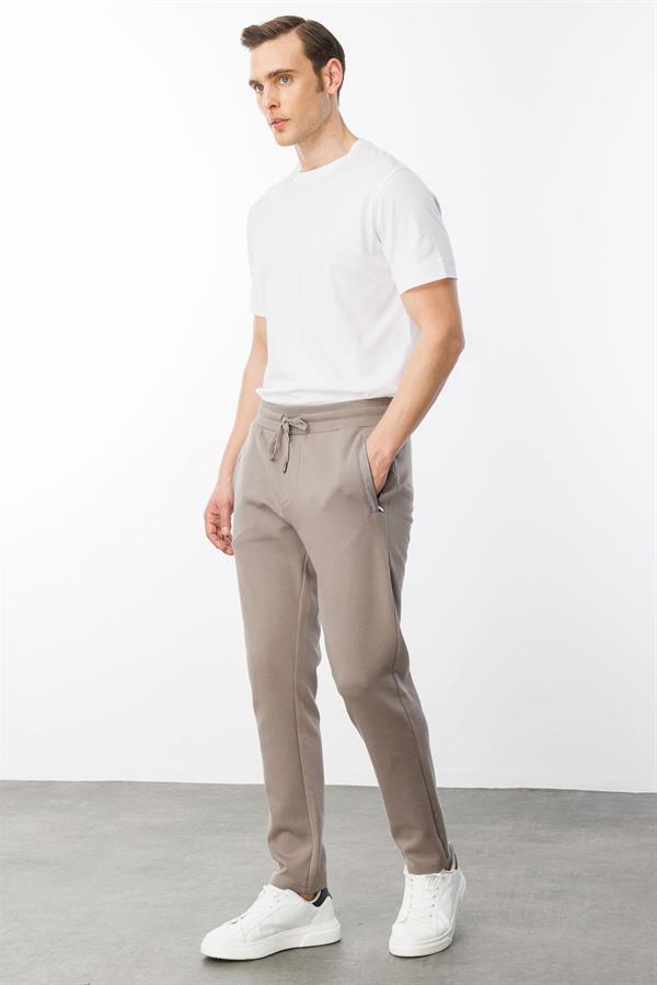 Erkek Cebi Kapitone Eşofman Altı Vizon