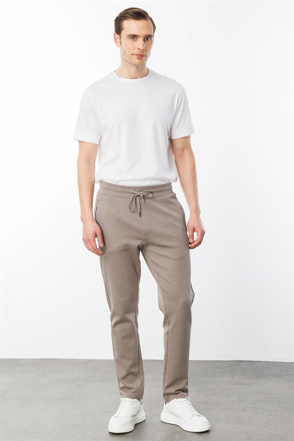 Erkek Cebi Kapitone Eşofman Altı Vizon