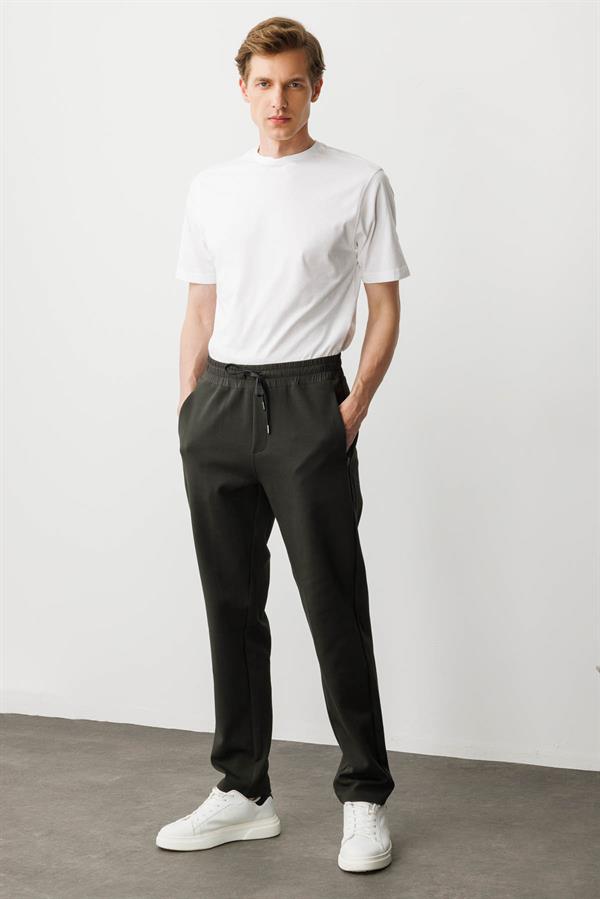 Erkek Cep Yanı Kumaş Eşofman Altı K.Haki