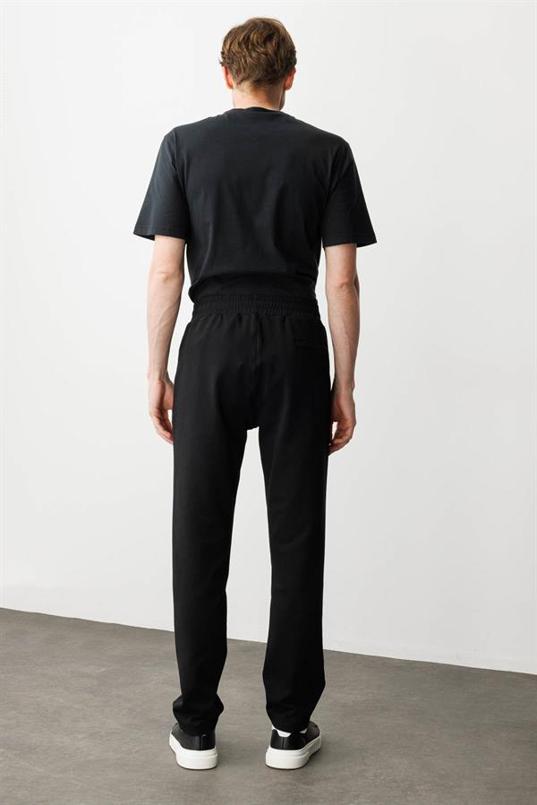 Erkek Cep Yanı Kumaş Eşofman Altı Siyah