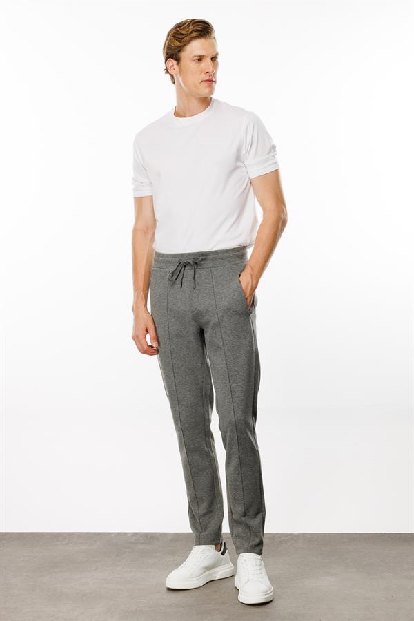 Erkek Cepleri Fermuarlı Eşofman Altı Antra/Melanj