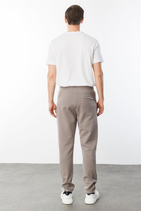 Erkek Cepleri Fermuarlı Eşofman Altı Vizon