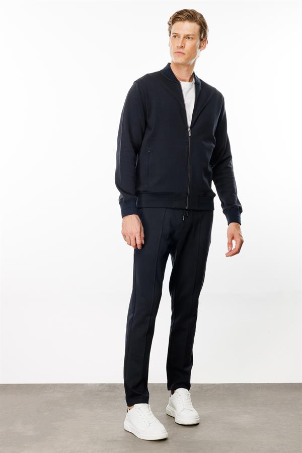 Erkek Cepleri Fermuarlı Eşofman Üstü Lacivert