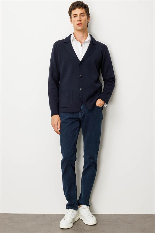 Erkek Cepli Blazer Ceket Lacivert