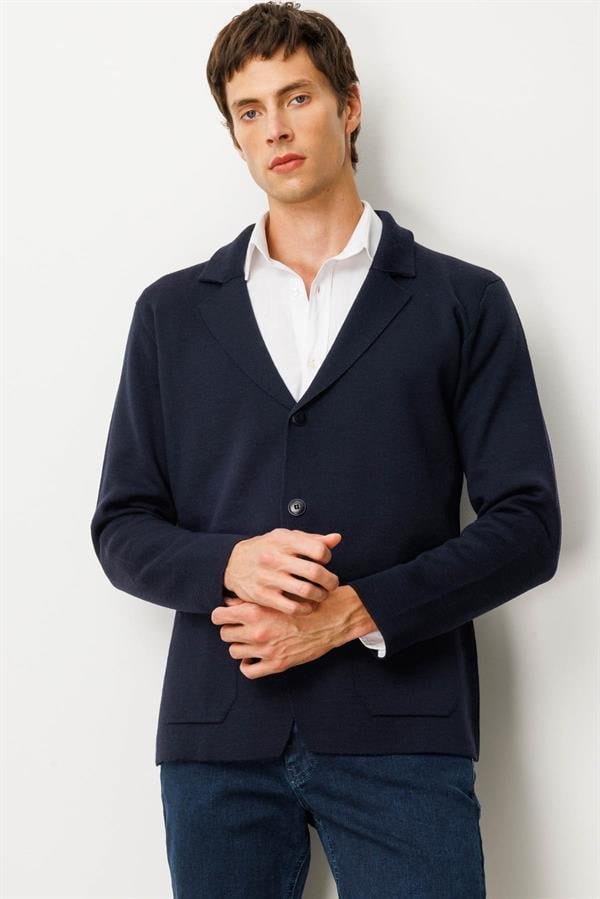 Erkek Cepli Blazer Ceket Lacivert