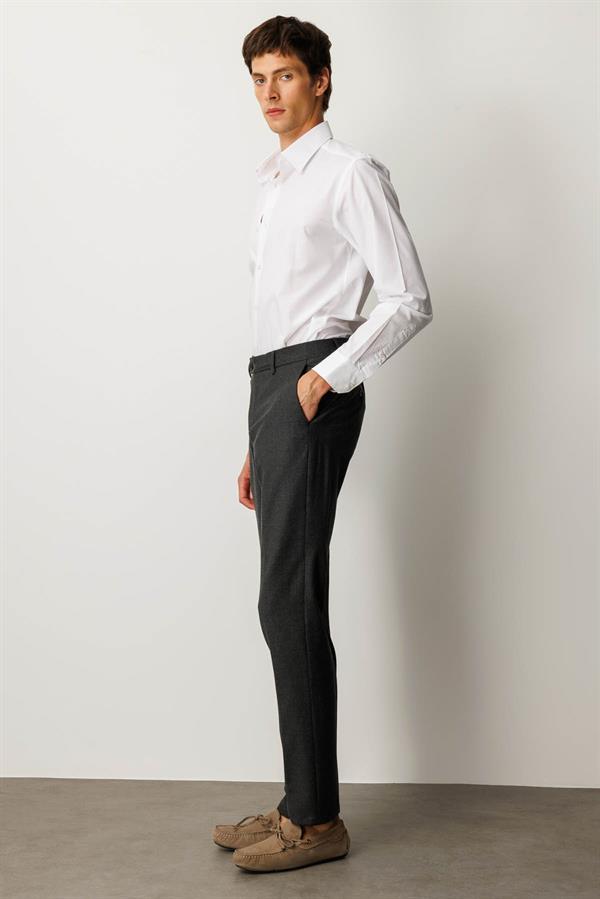 Erkek Cepli Yün Karışımlı Pantolon Antra