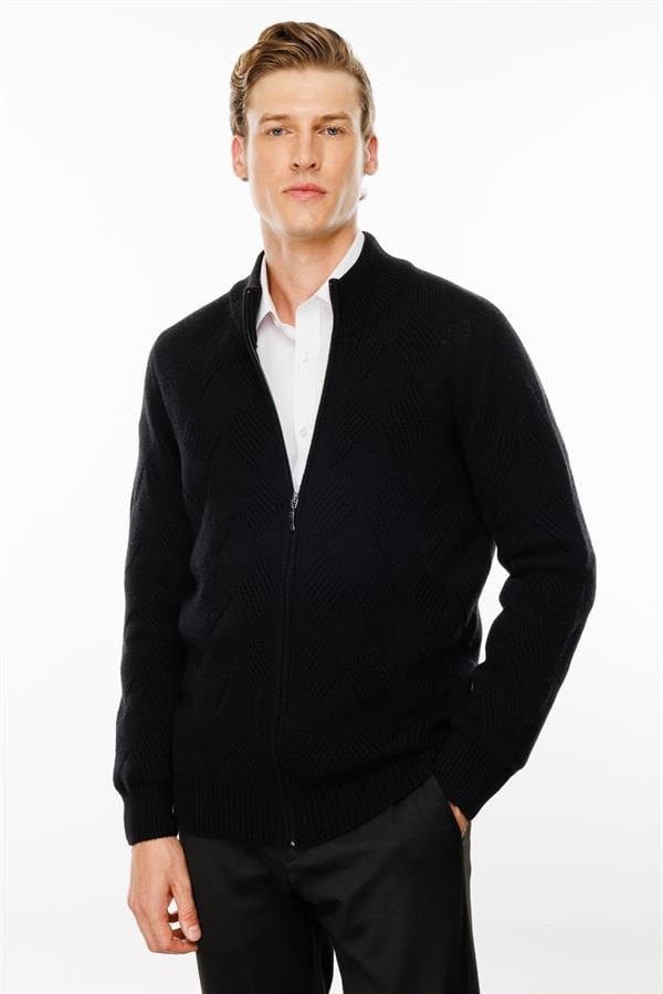 Мужская шерстяная куртка с рисунком Черный