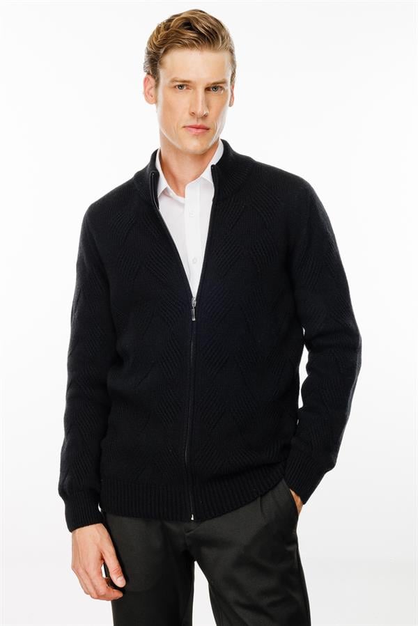 Мужская шерстяная куртка с рисунком Черный