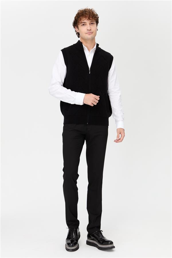 Мужской шерстяной жилет с рисунком Черный