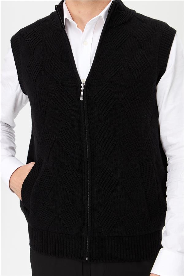 Мужской шерстяной жилет с рисунком Черный