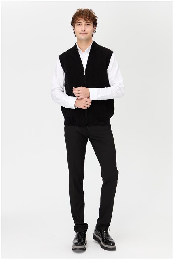 Мужской шерстяной жилет с рисунком Черный