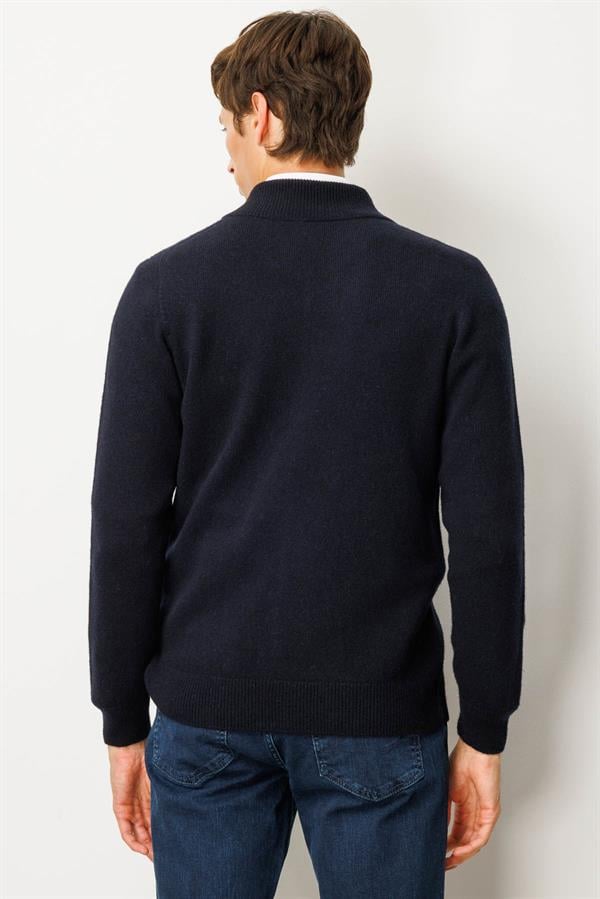 Erkek Dik Yaka Basic Yün Triko Mont K.Lacivert