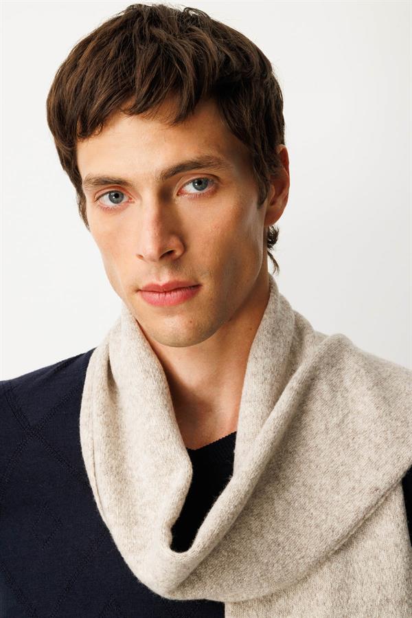 Erkek Düz Yün Kaşkol V.Bej