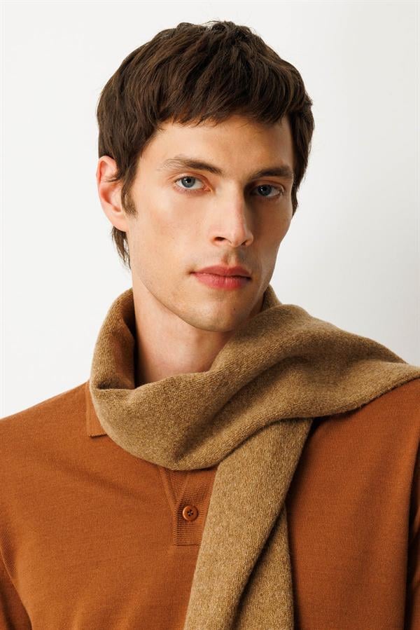 Erkek Düz Yün Kaşkol V.Camel