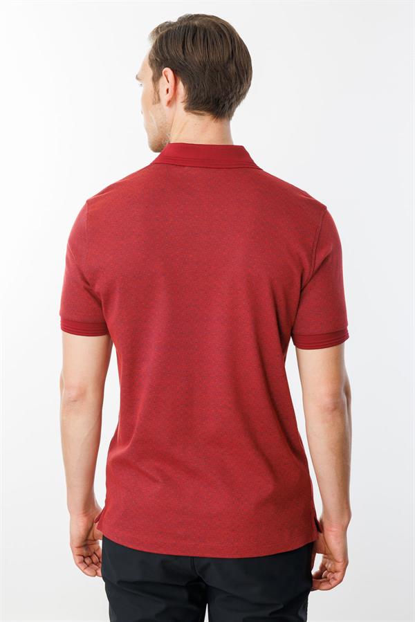 Erkek Fermuarlı Jakarlı T-shirt Bordo