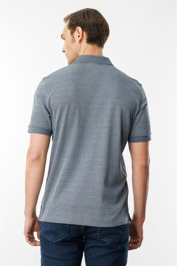 Erkek Fermuarlı Jakarlı T-shirt Füme