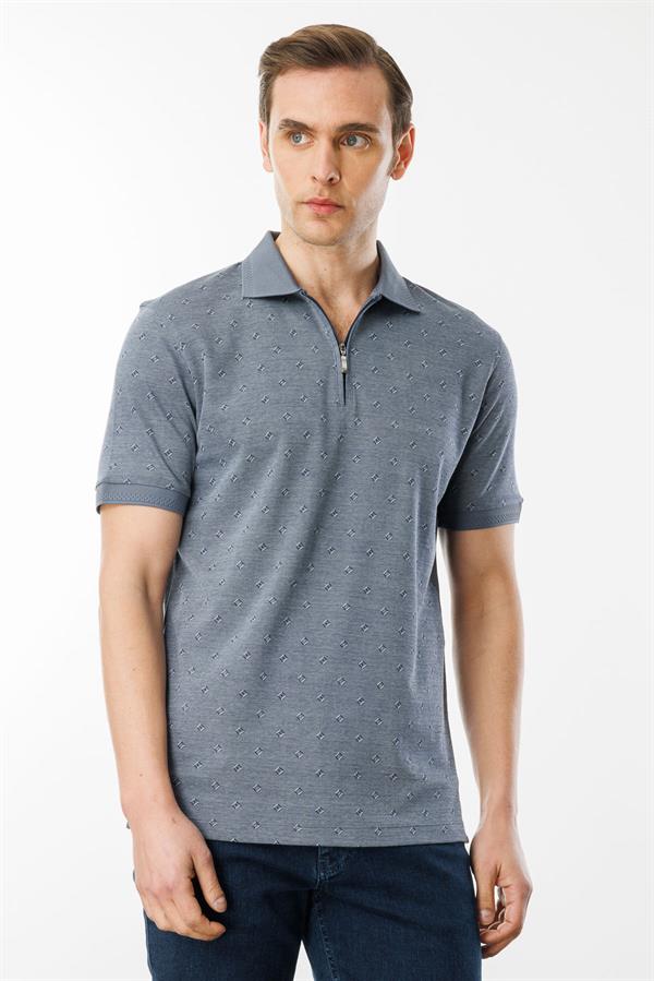 Erkek Fermuarlı T-shirt Füme