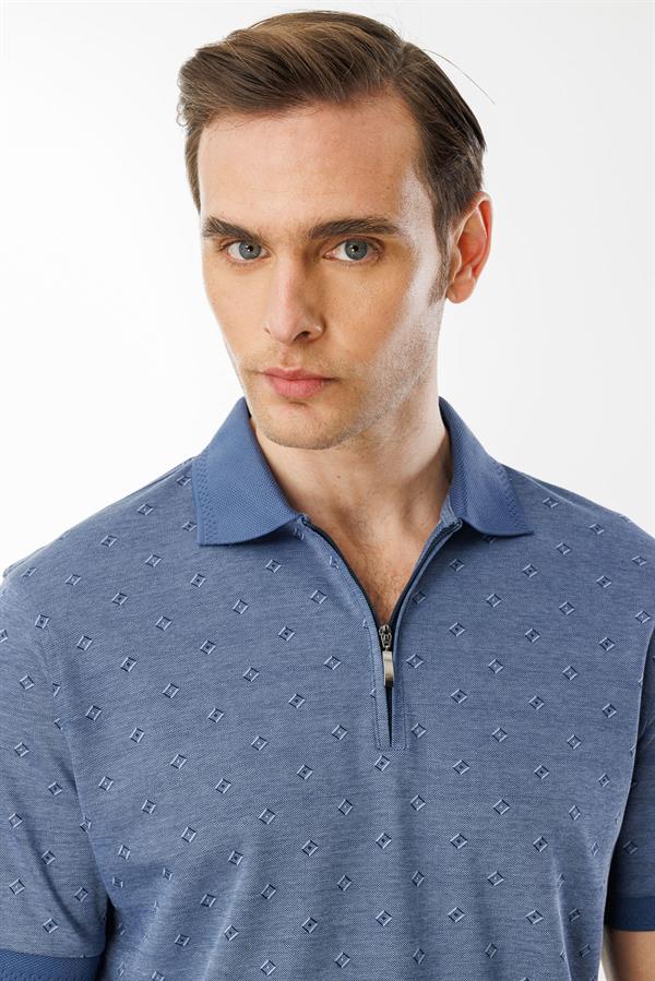 Erkek Fermuarlı T-shirt Lacivert