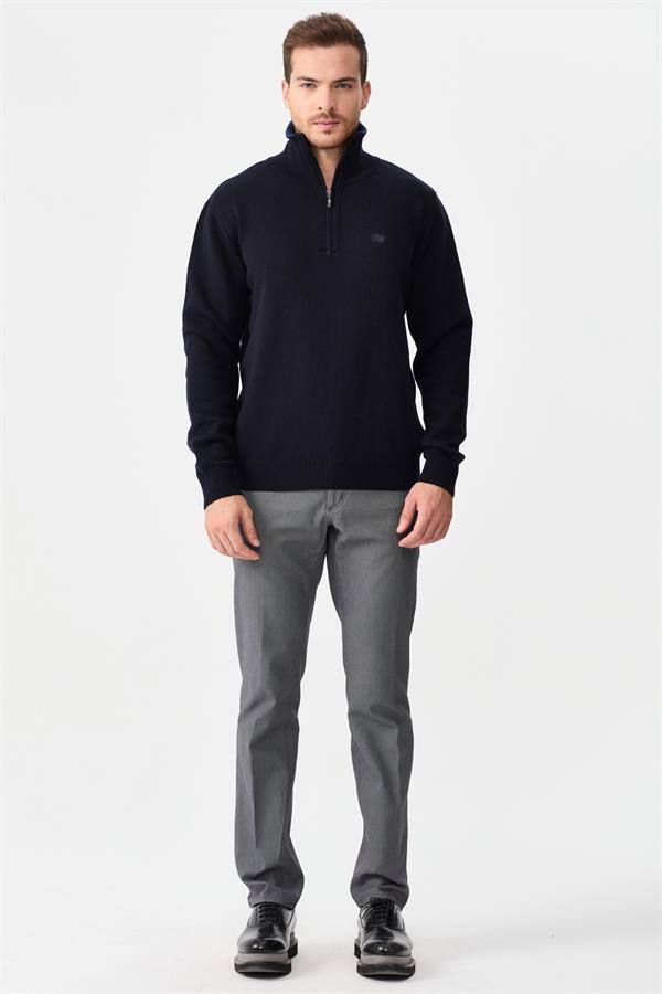 Мужской классический шерстяной свитер с вырезом на молнии НОВЫЙ СВЕТЛО-СИНИЙ