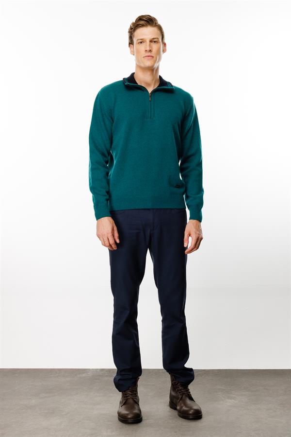 Erkek Fermuarlı Yaka Klasik Yün Kazak K.Ö.başı