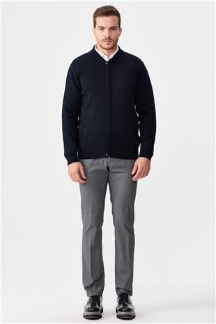 Мужская трикотажная вязаная куртка с воротником 