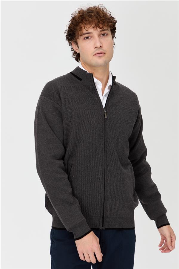 Мужская трикотажная шерстяная куртка темно-серый
