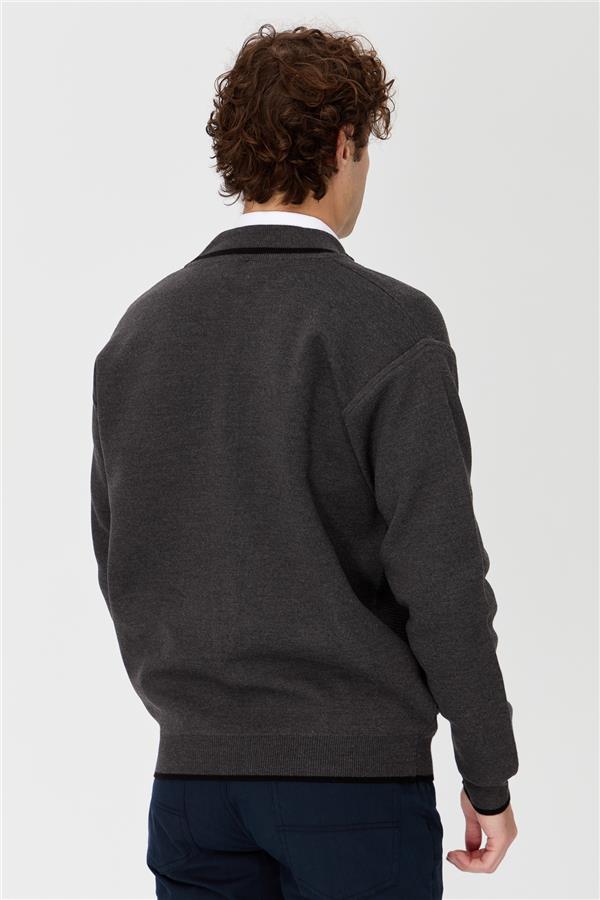 Мужская трикотажная шерстяная куртка темно-серый