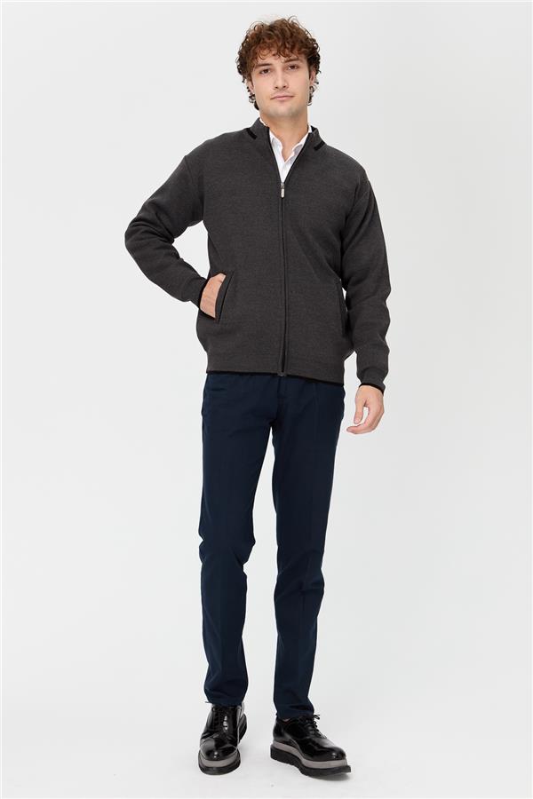 Мужская трикотажная шерстяная куртка темно-серый