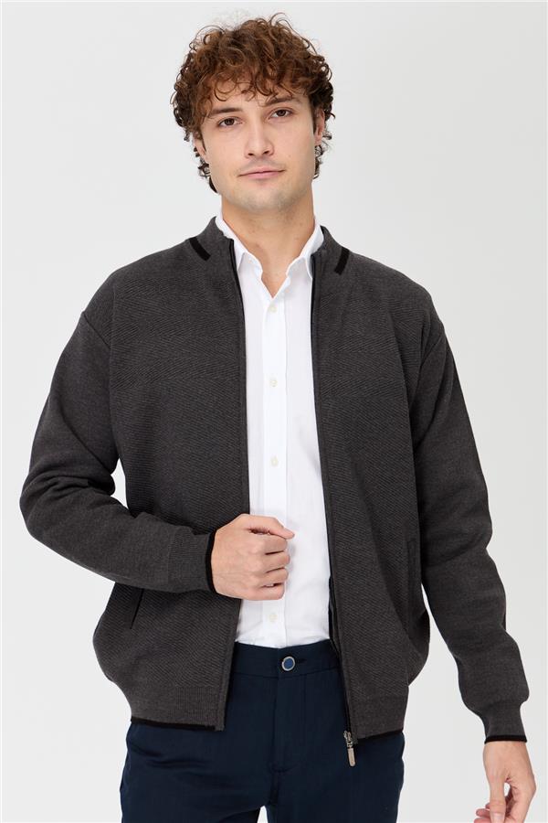 Мужская трикотажная шерстяная куртка темно-серый
