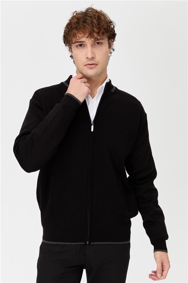 Мужская трикотажная шерстяная куртка черный